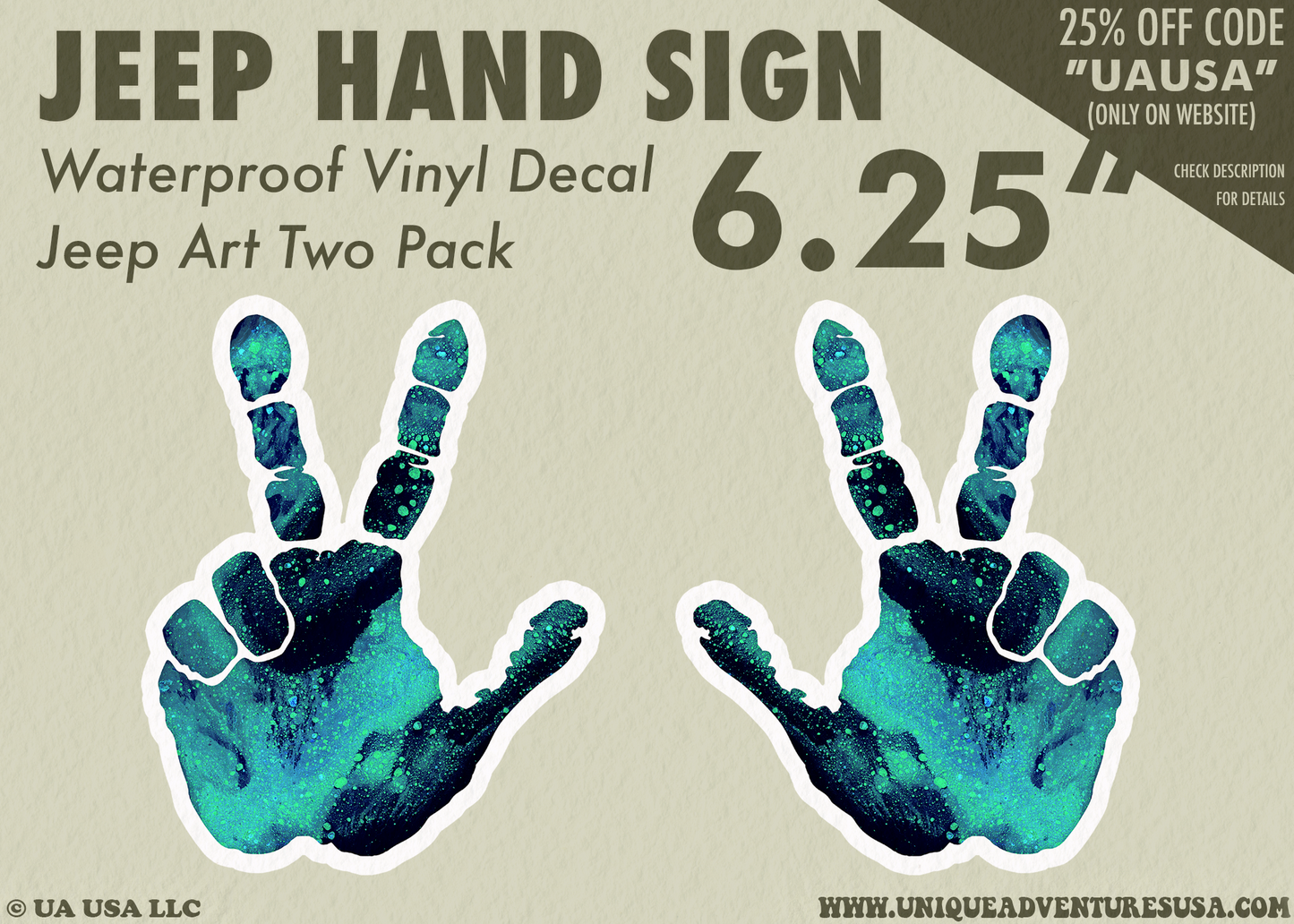 J Wave Hands Left & Right 2 pack Waterproof Vinyl Sticker Decal Art