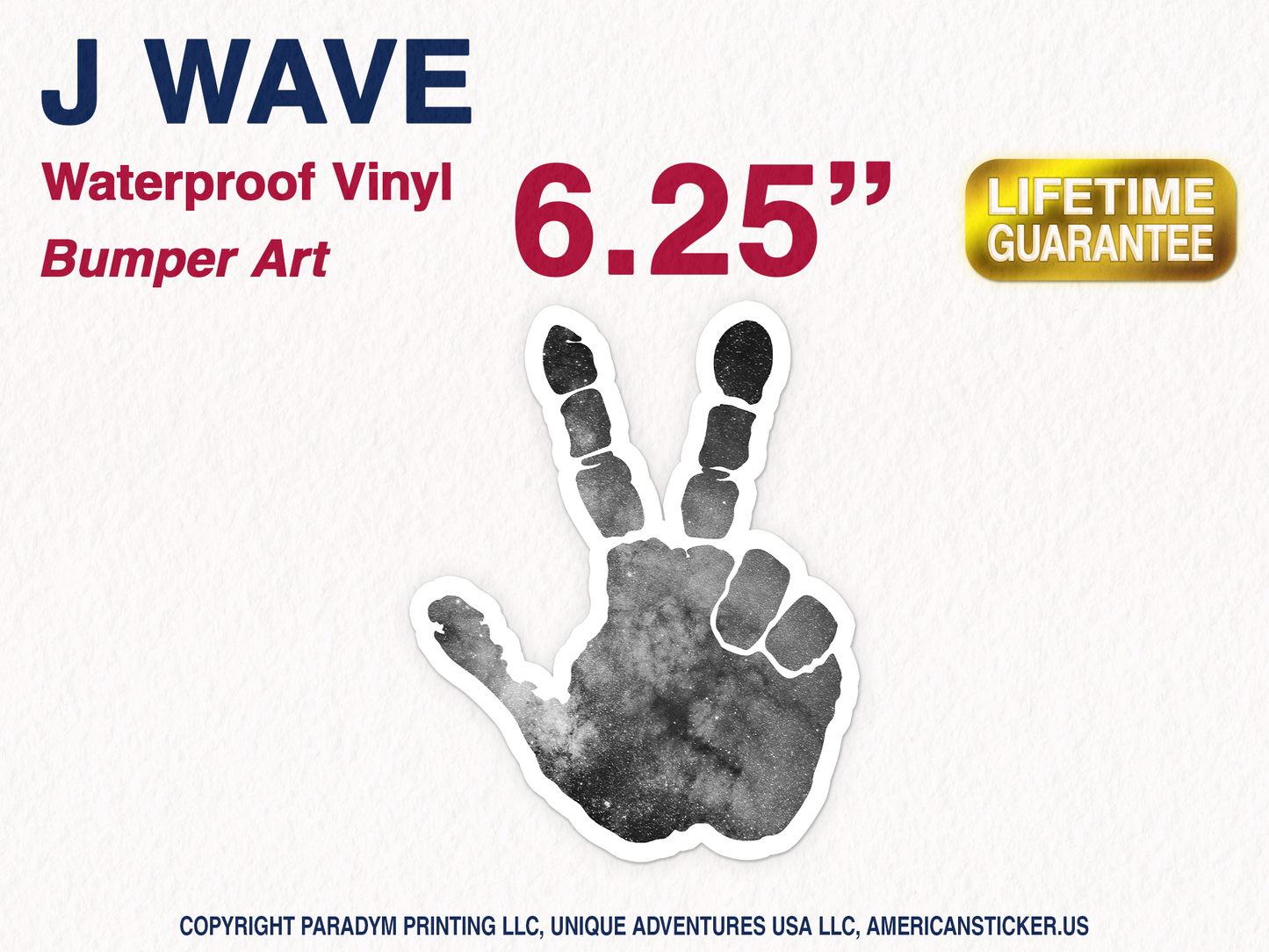 J Wave Hand Waterproof Vinyl Sticker Decal Art