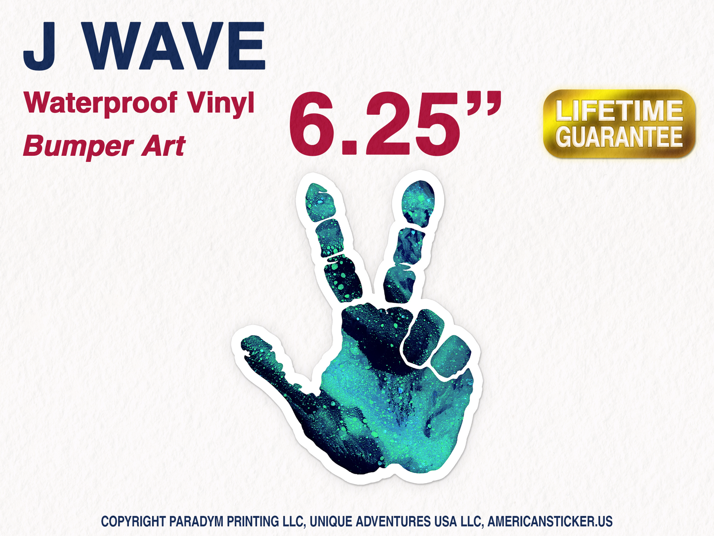 J Wave Hand Waterproof Vinyl Sticker Decal Art