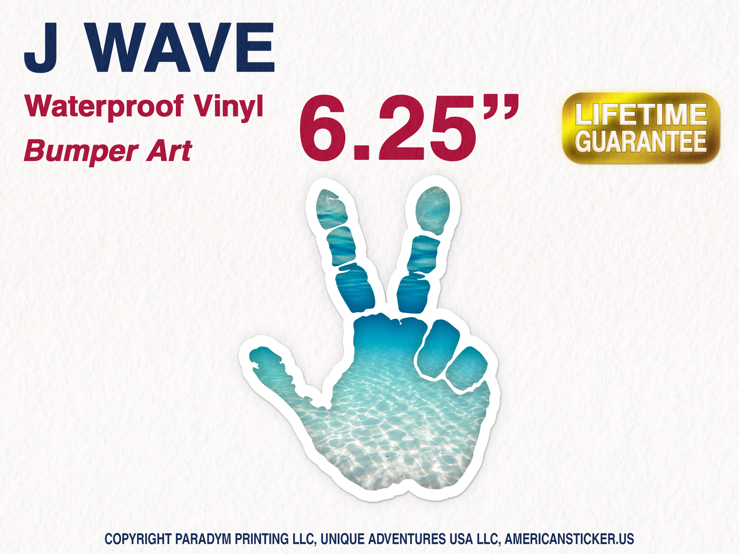 J Wave Hand Waterproof Vinyl Sticker Decal Art