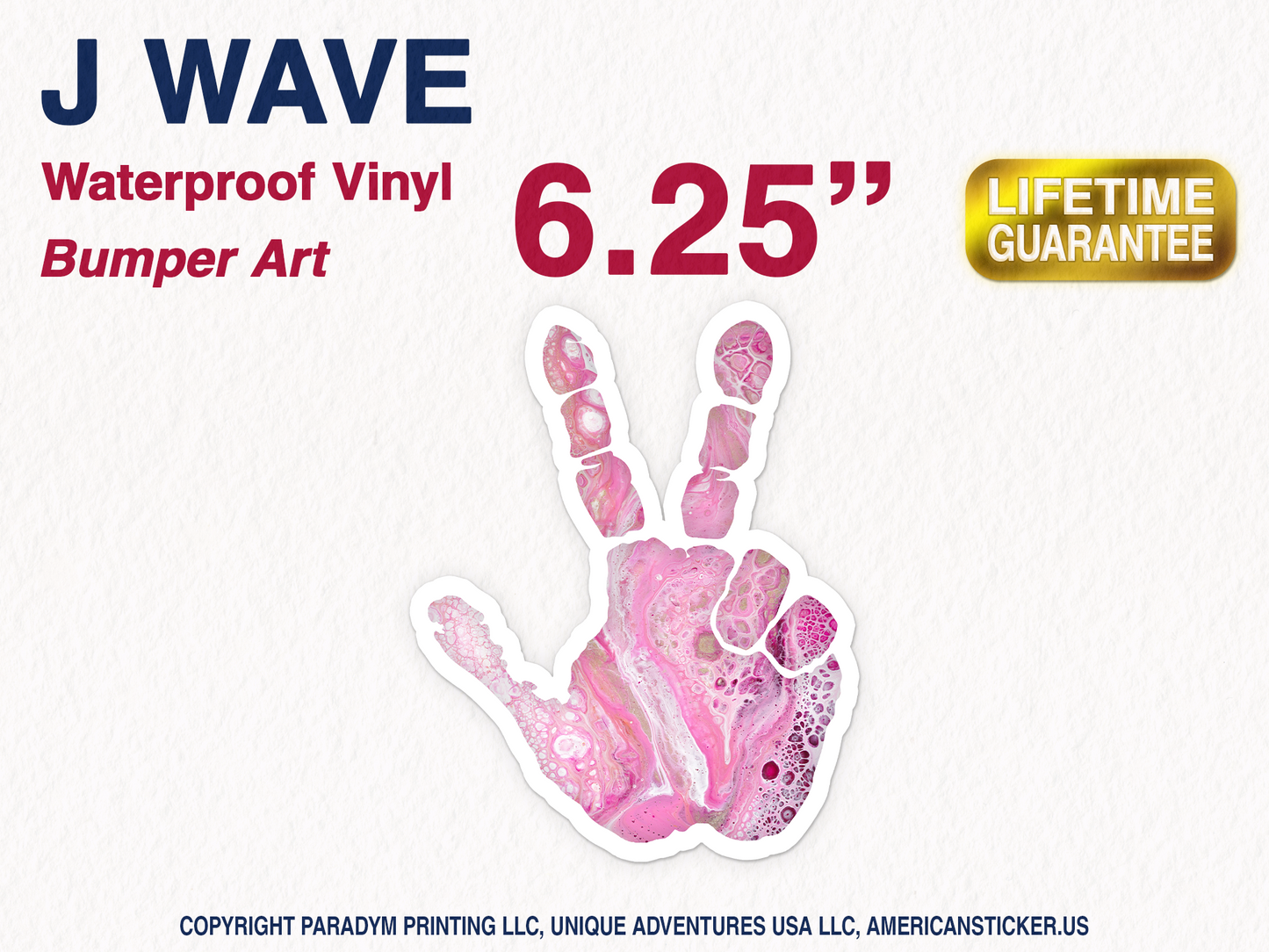 J Wave Hand Waterproof Vinyl Sticker Decal Art