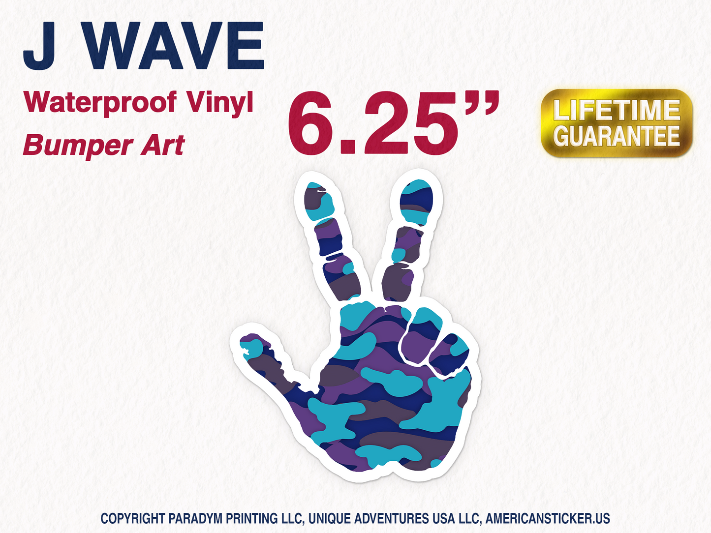 J Wave Hand Waterproof Vinyl Sticker Decal Art