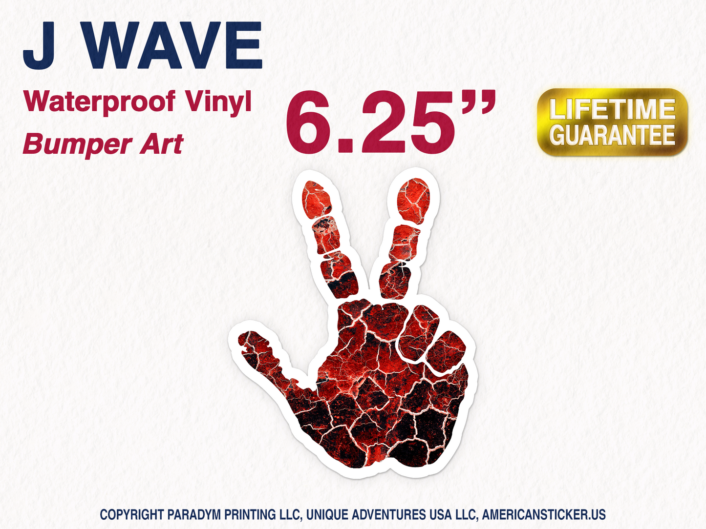 J Wave Hand Waterproof Vinyl Sticker Decal Art