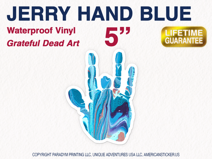 Jerry Garcia Blue Hand Waterproof Vinyl Sticker Decal Grateful Dead Art Jerry Garcia Sticker