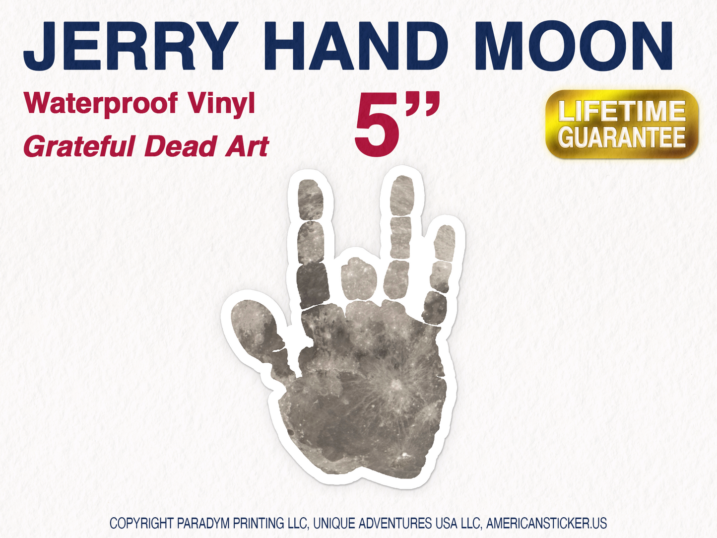 Jerry Garcia Moon Hand Waterproof Vinyl Sticker Decal Grateful Dead Art Jerry Garcia Sticker