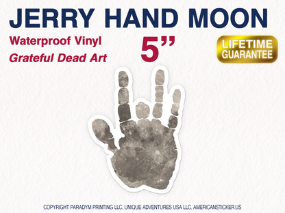 Jerry Garcia Moon Hand Waterproof Vinyl Sticker Decal Grateful Dead Art Jerry Garcia Sticker