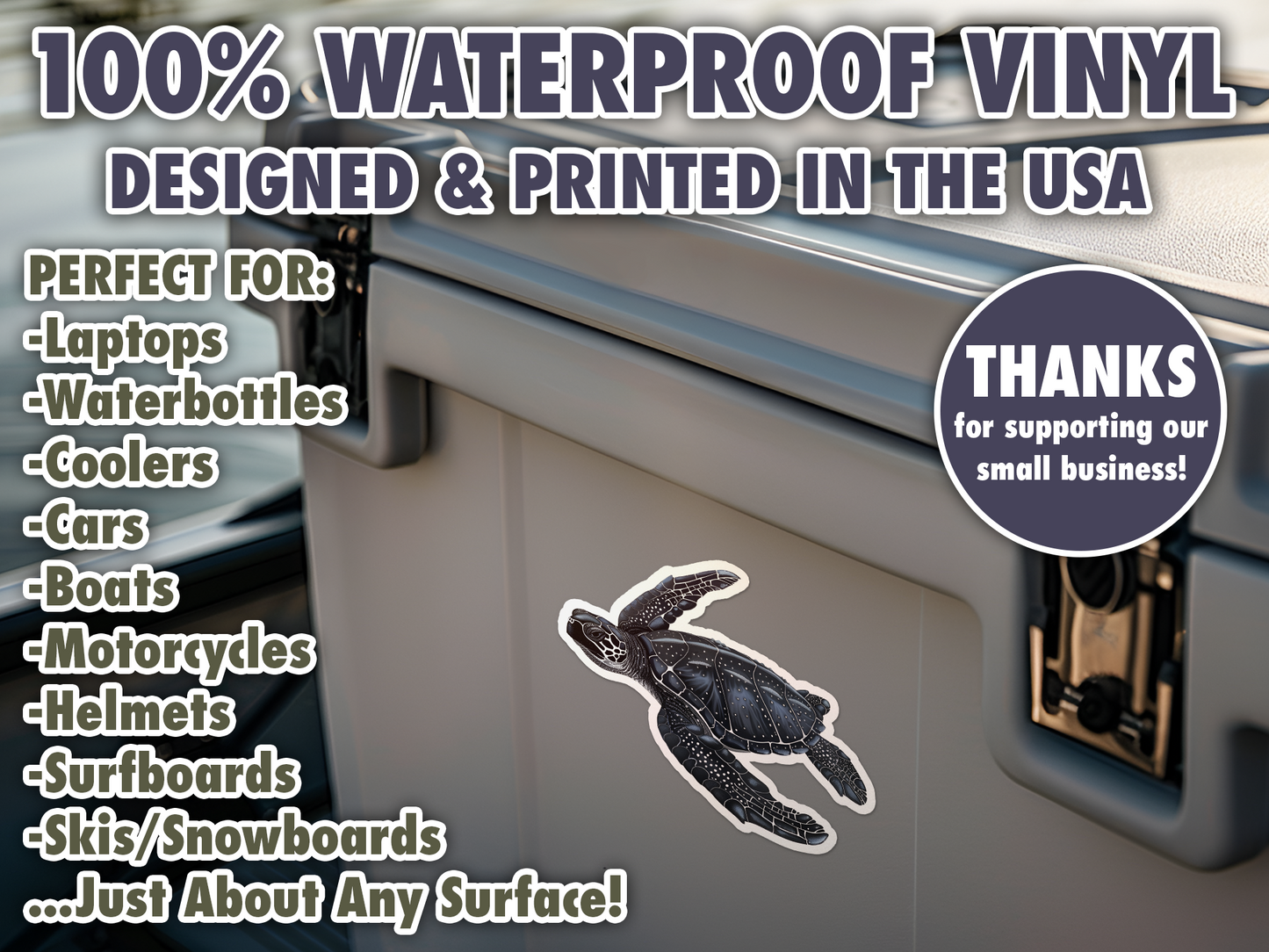 Leatherback Sea Turtle Waterproof Vinyl Sticker Decal Art