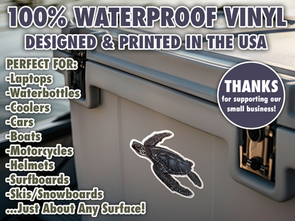Leatherback Sea Turtle Waterproof Vinyl Sticker Decal Art