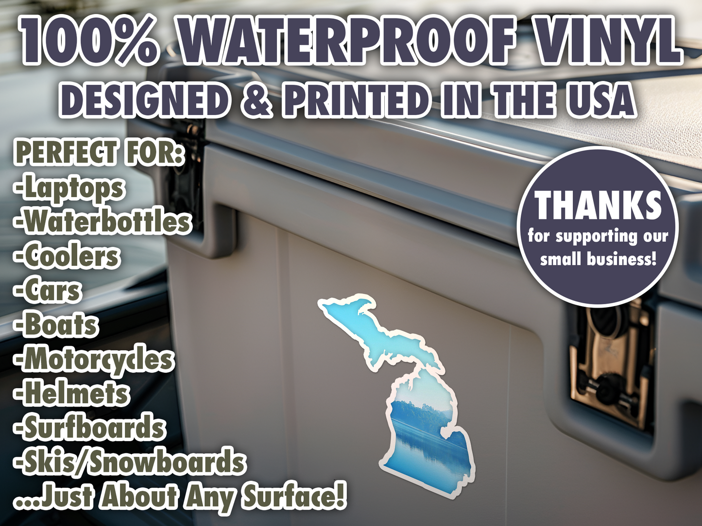 Michigan Blue Waterproof Vinyl Car Sticker Decal Art