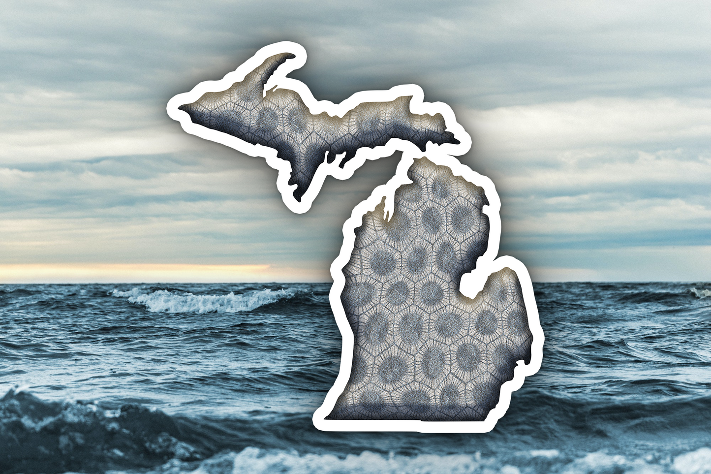 Michigan Petoskey Stone Waterproof Vinyl Car Sticker Decal Art