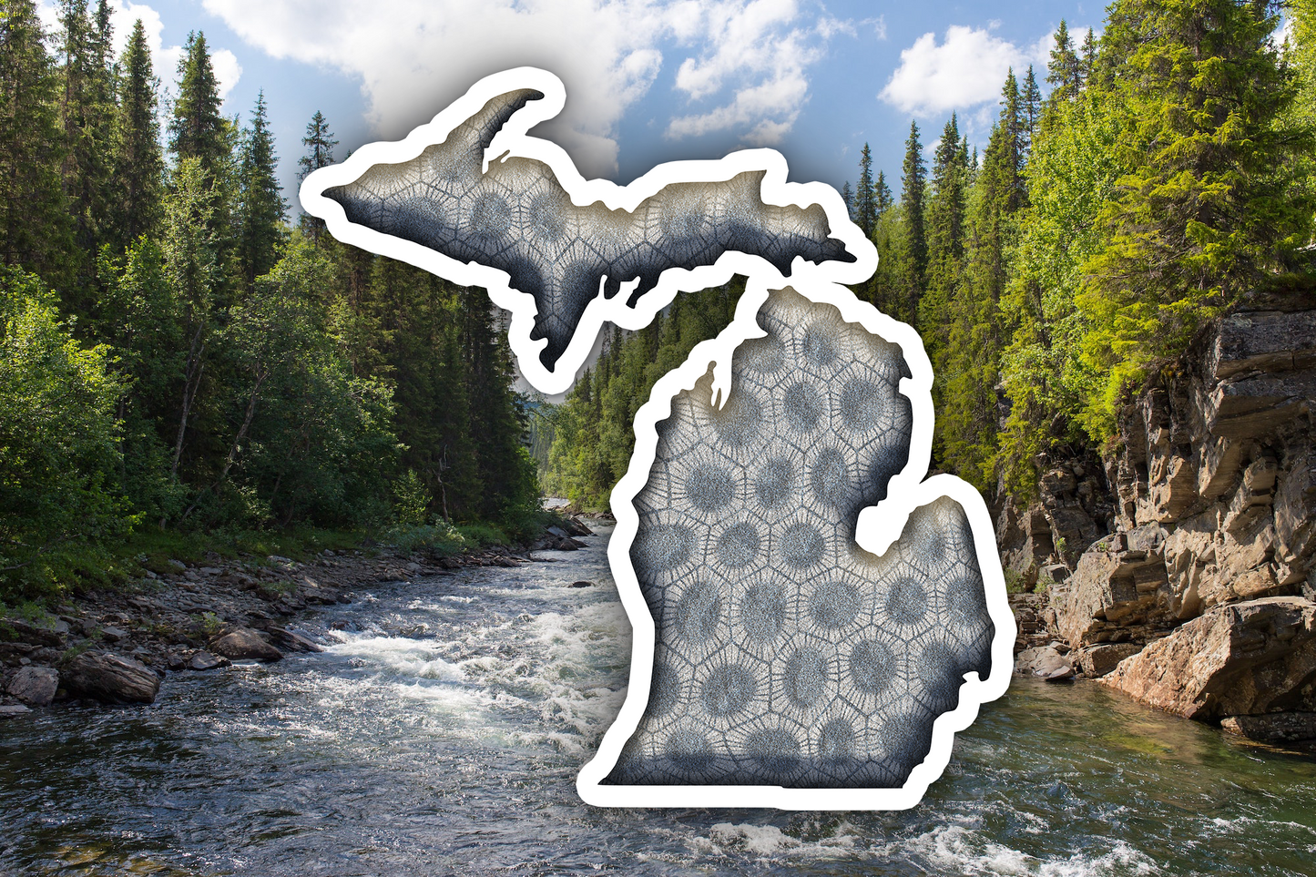 Michigan Petoskey Stone Waterproof Vinyl Car Sticker Decal Art