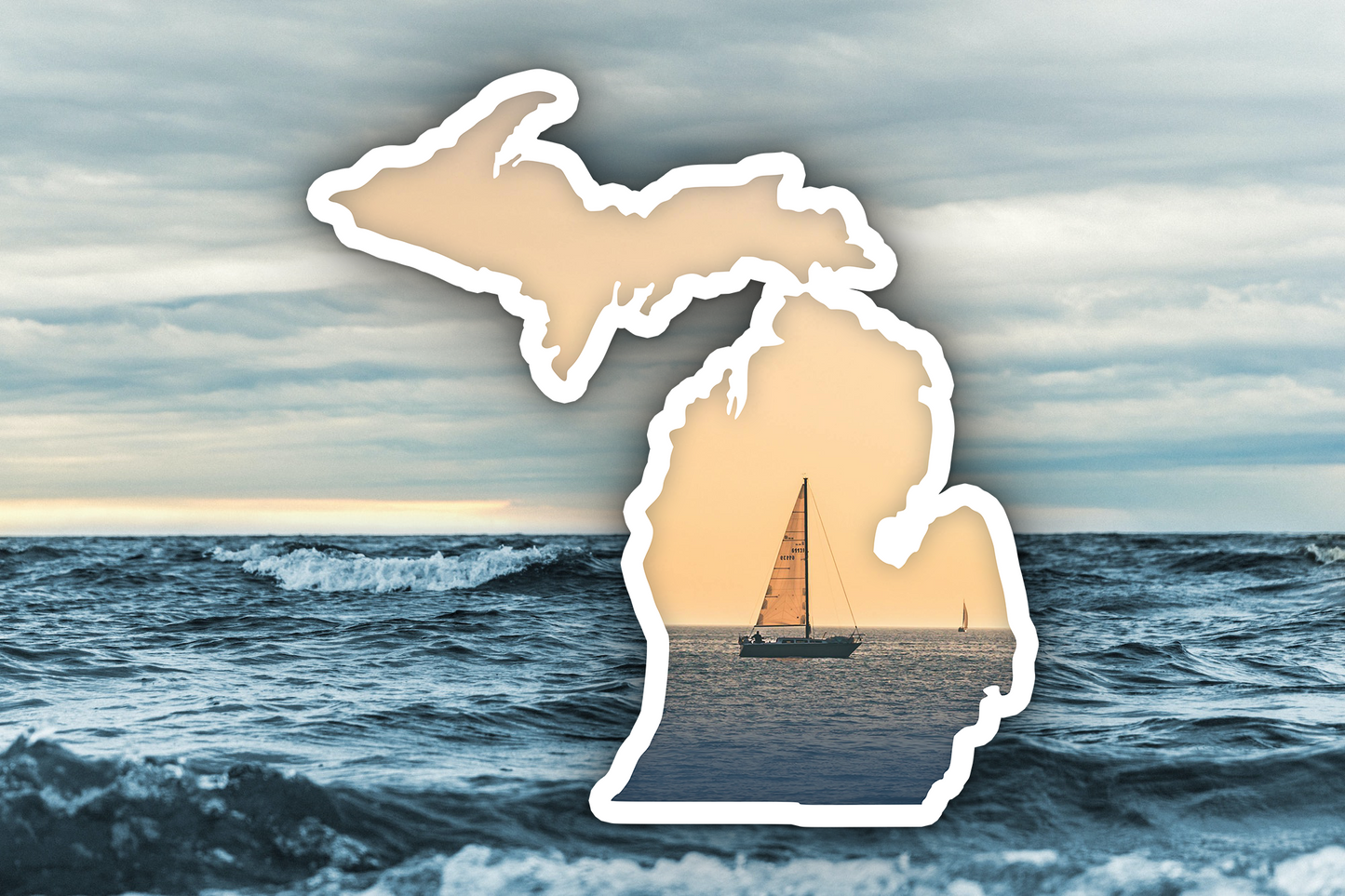 Michigan Sailboat Waterproof Vinyl Car Sticker Decal Art