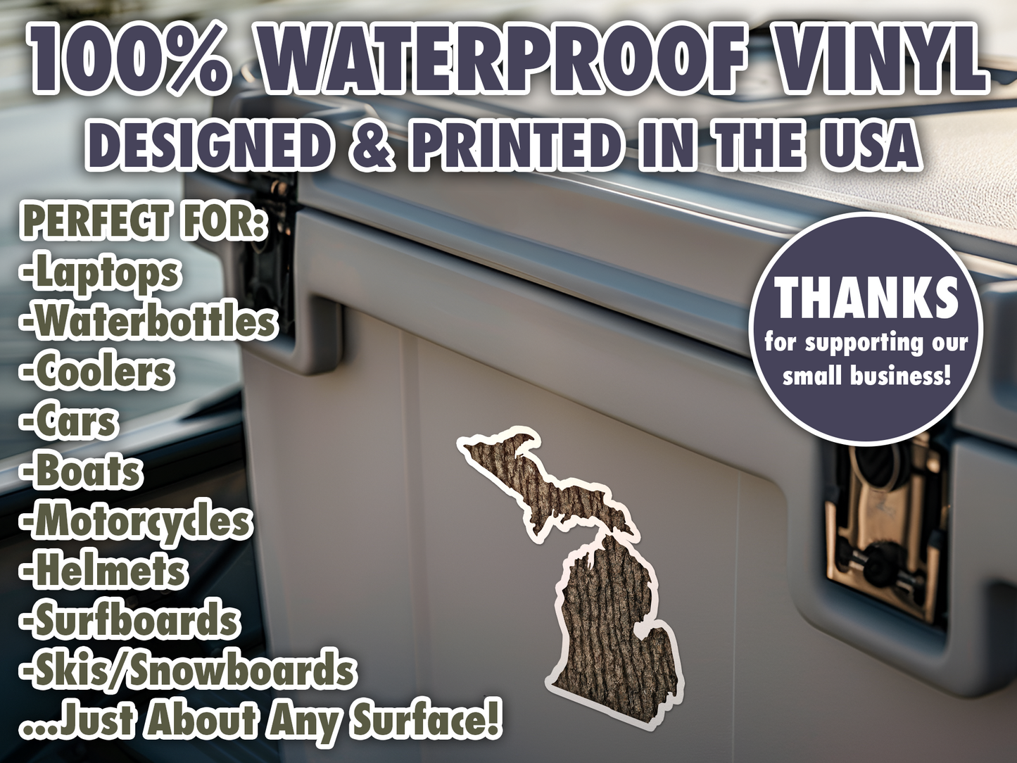 Michigan Tree Bark Waterproof Vinyl Car Sticker Decal Art