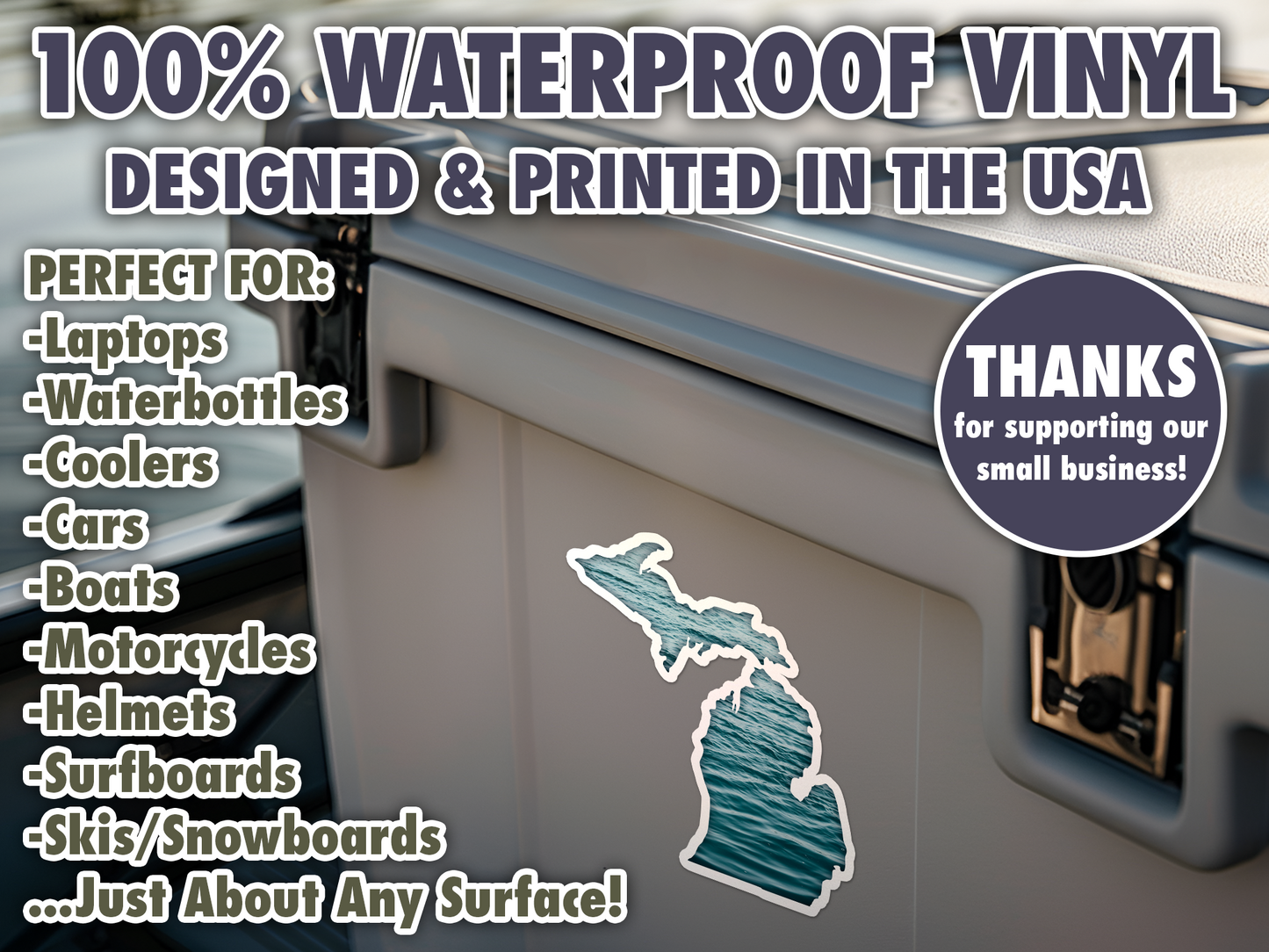 Michigan Water Waterproof Vinyl Car Sticker Decal Art