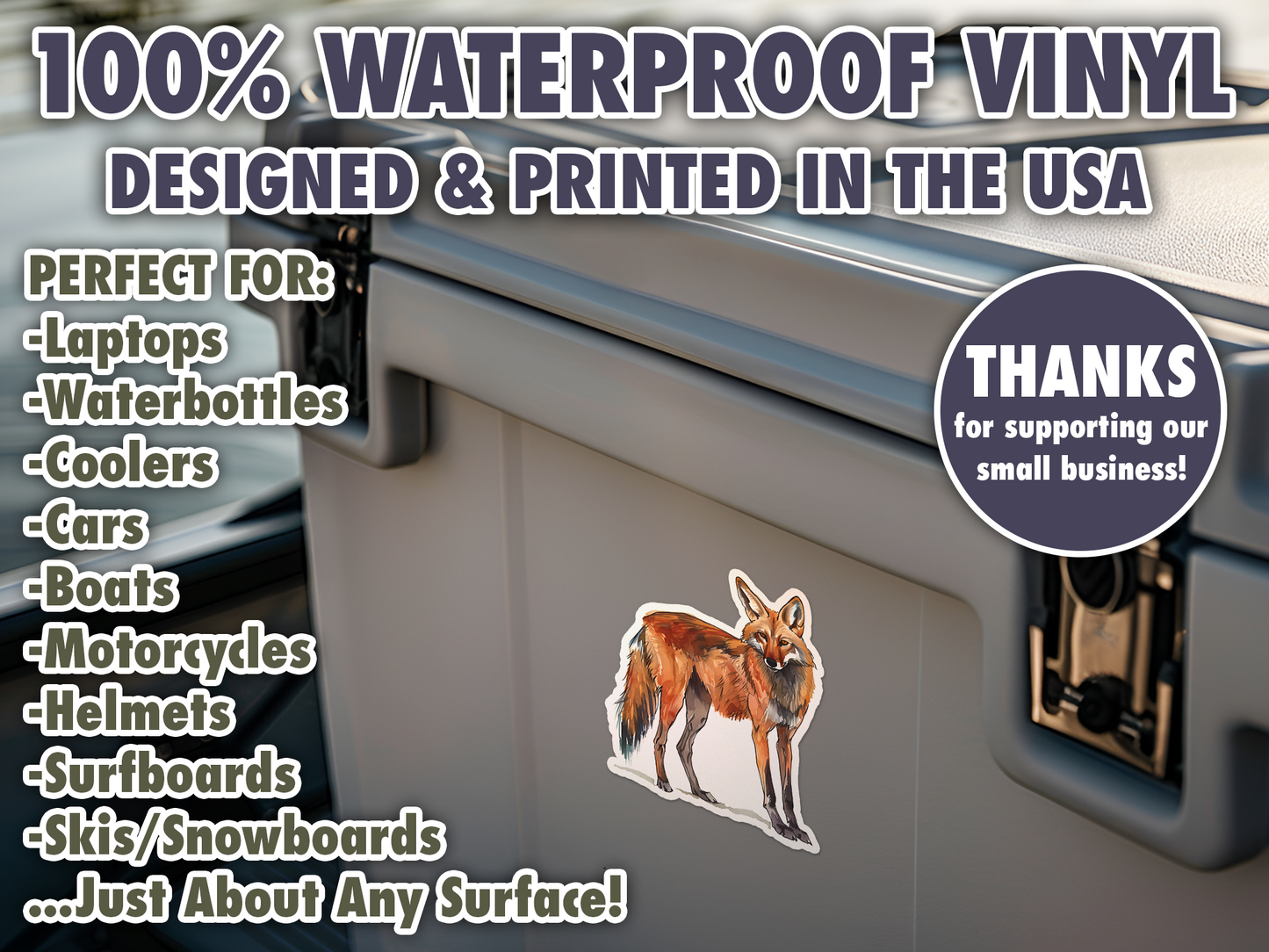 Maned Wolf Waterproof Vinyl Sticker Decal Art