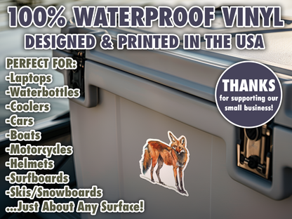 Maned Wolf Waterproof Vinyl Sticker Decal Art
