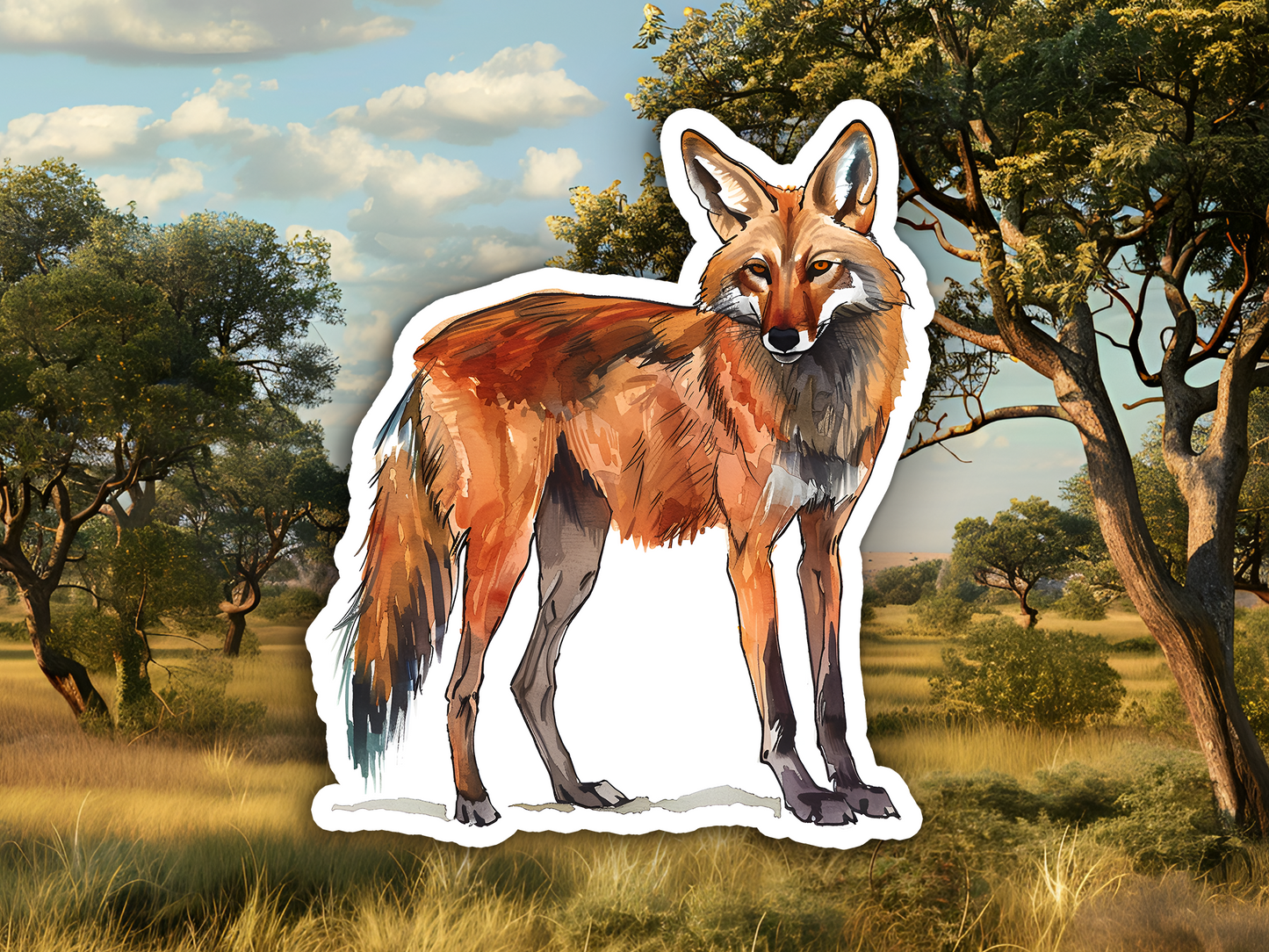 Maned Wolf Waterproof Vinyl Sticker Decal Art