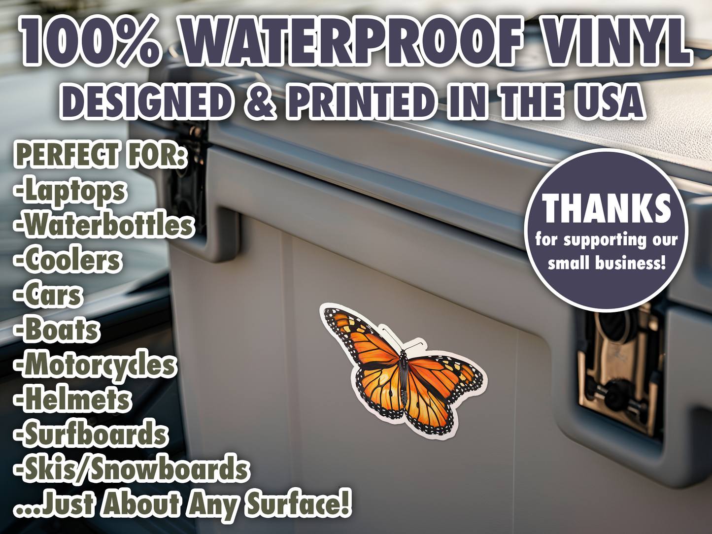 Monarch Butterfly Waterproof Vinyl Sticker Decal Art