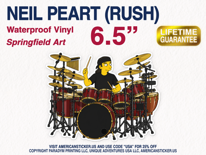 RUSH pack, all 3 members,  Springfield Waterproof Vinyl Stickers Decals Lyric Art