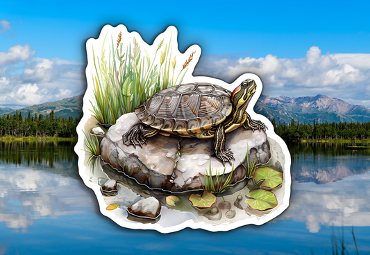 Red Eared Pond Slider Turtle Waterproof Vinyl Sticker Decal Art