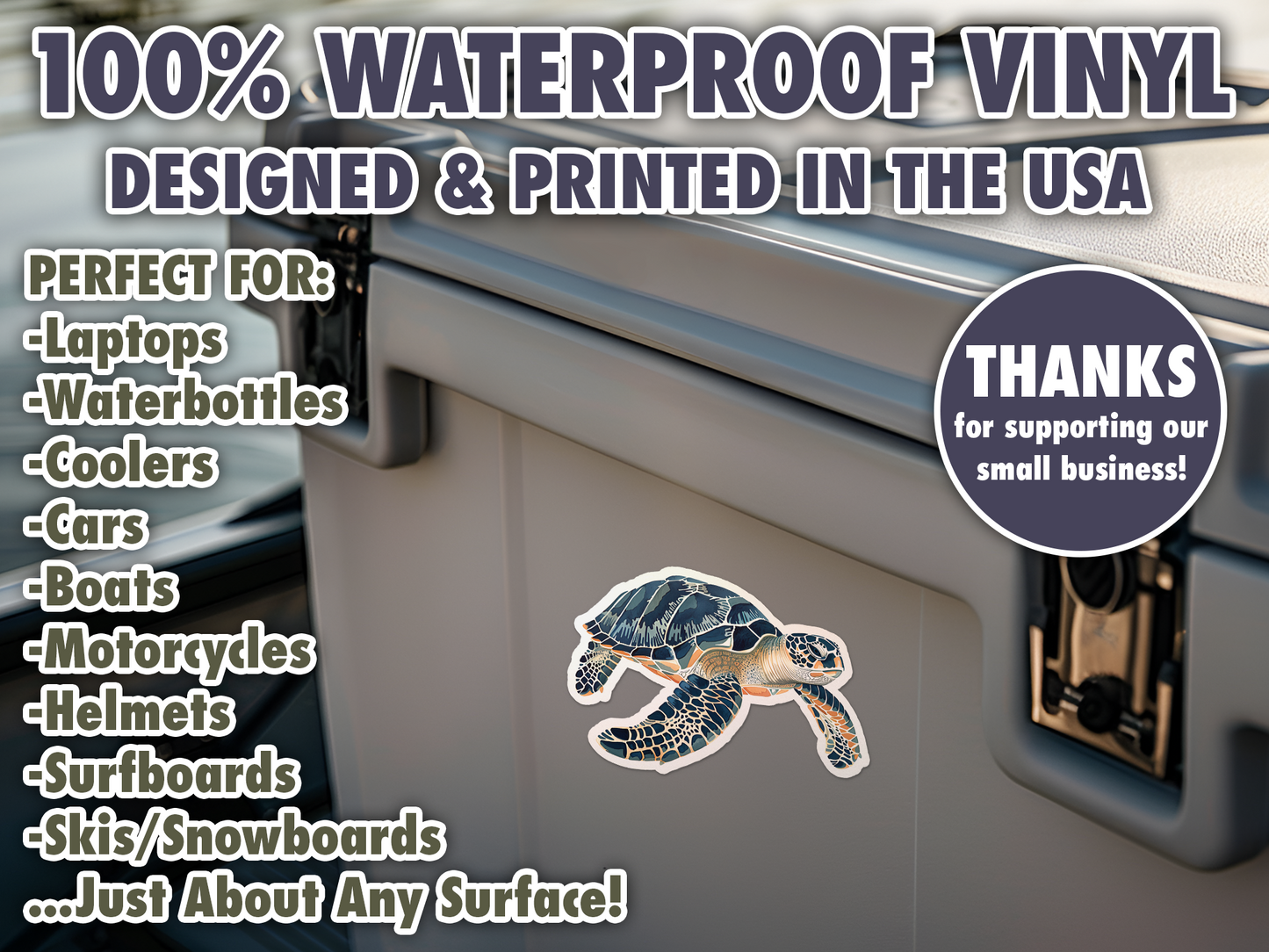 Sea Turtle Waterproof Vinyl Sticker Decal Art