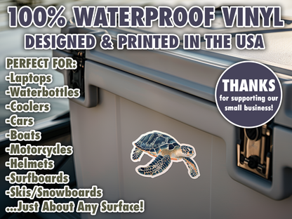 Sea Turtle Waterproof Vinyl Sticker Decal Art