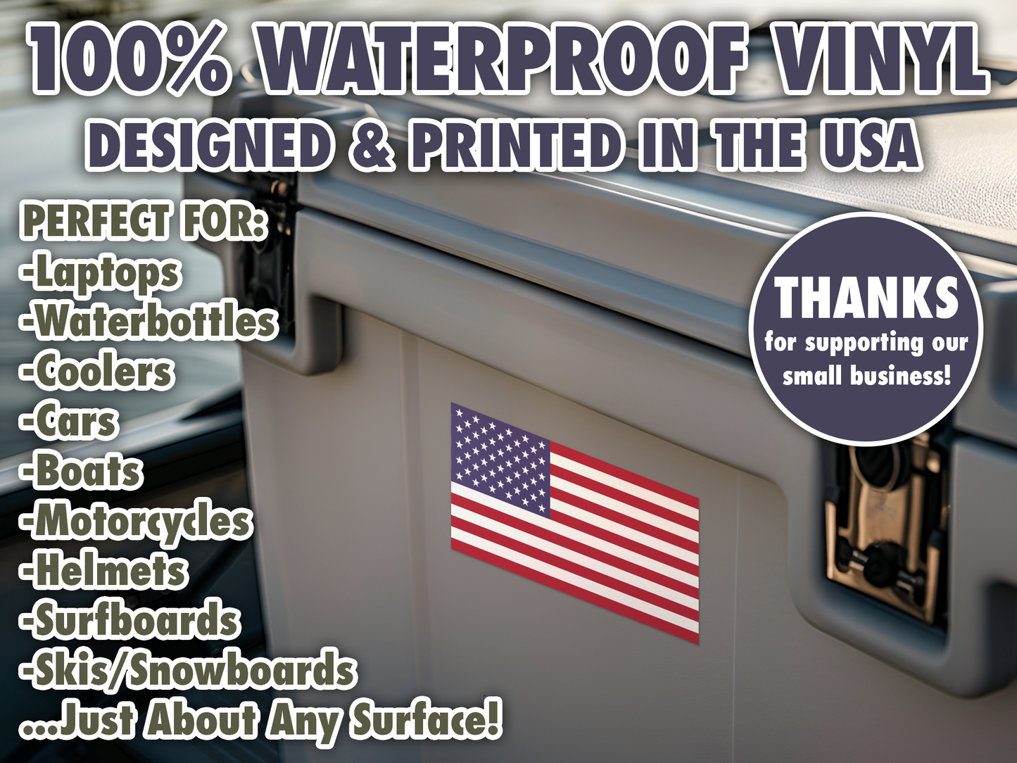 USA Flag Sticker Decal Waterproof Vinyl