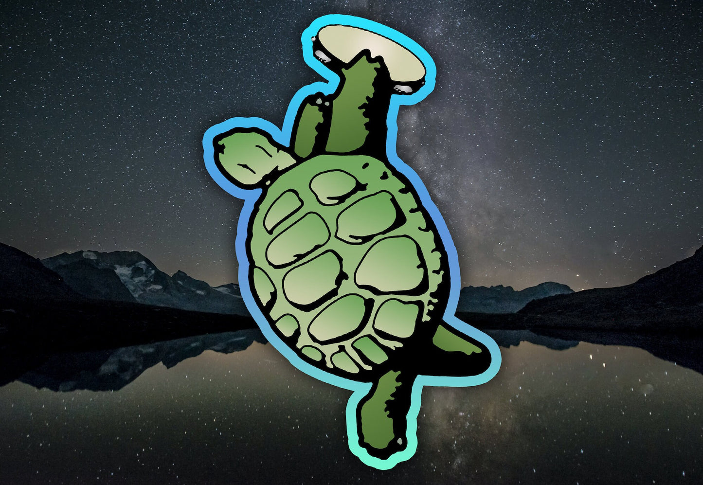 Terrapin Turtle With Banjo & Terrapin Turtle With Tambourine Waterproof Vinyl Sticker Decal Grateful Dead Lyric Art