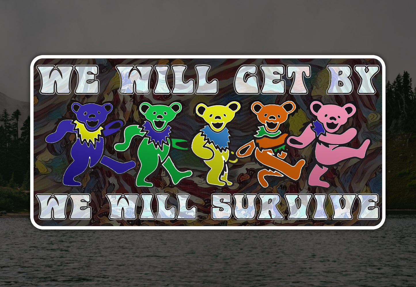Touch Of Grey We Will Get By We Will Survive Waterproof Vinyl Sticker Decal Grateful Dead Lyric Art