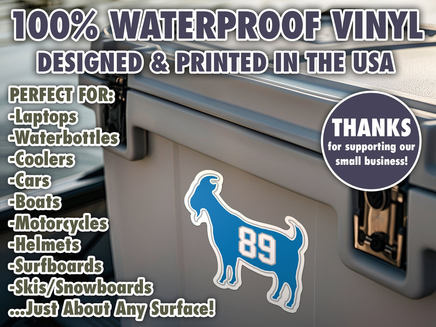 Dan Campbell Goat 89 Waterproof Vinyl Sticker Decal Art