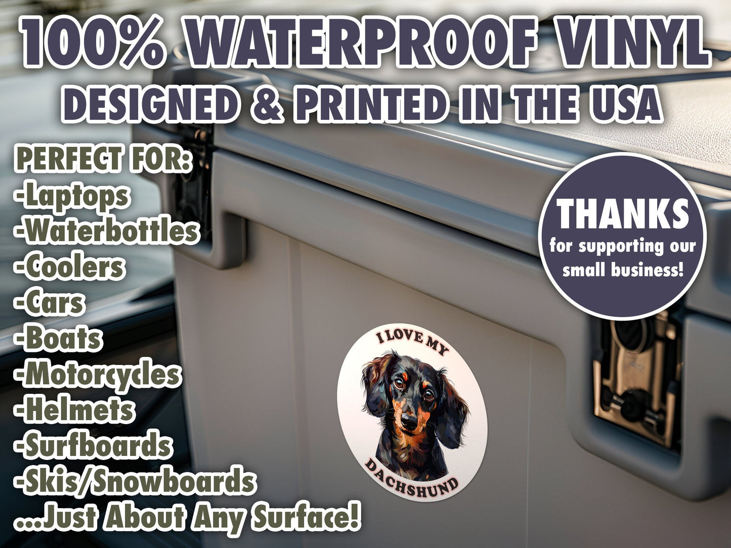 I Love My Dachshund Sticker Decal Waterproof Vinyl Art