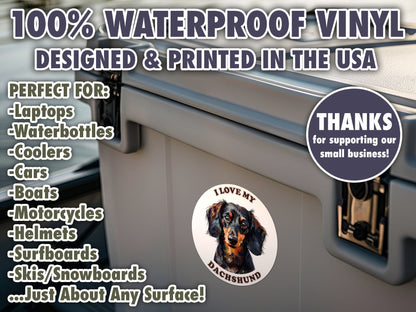 I Love My Dachshund Sticker Decal Waterproof Vinyl Art