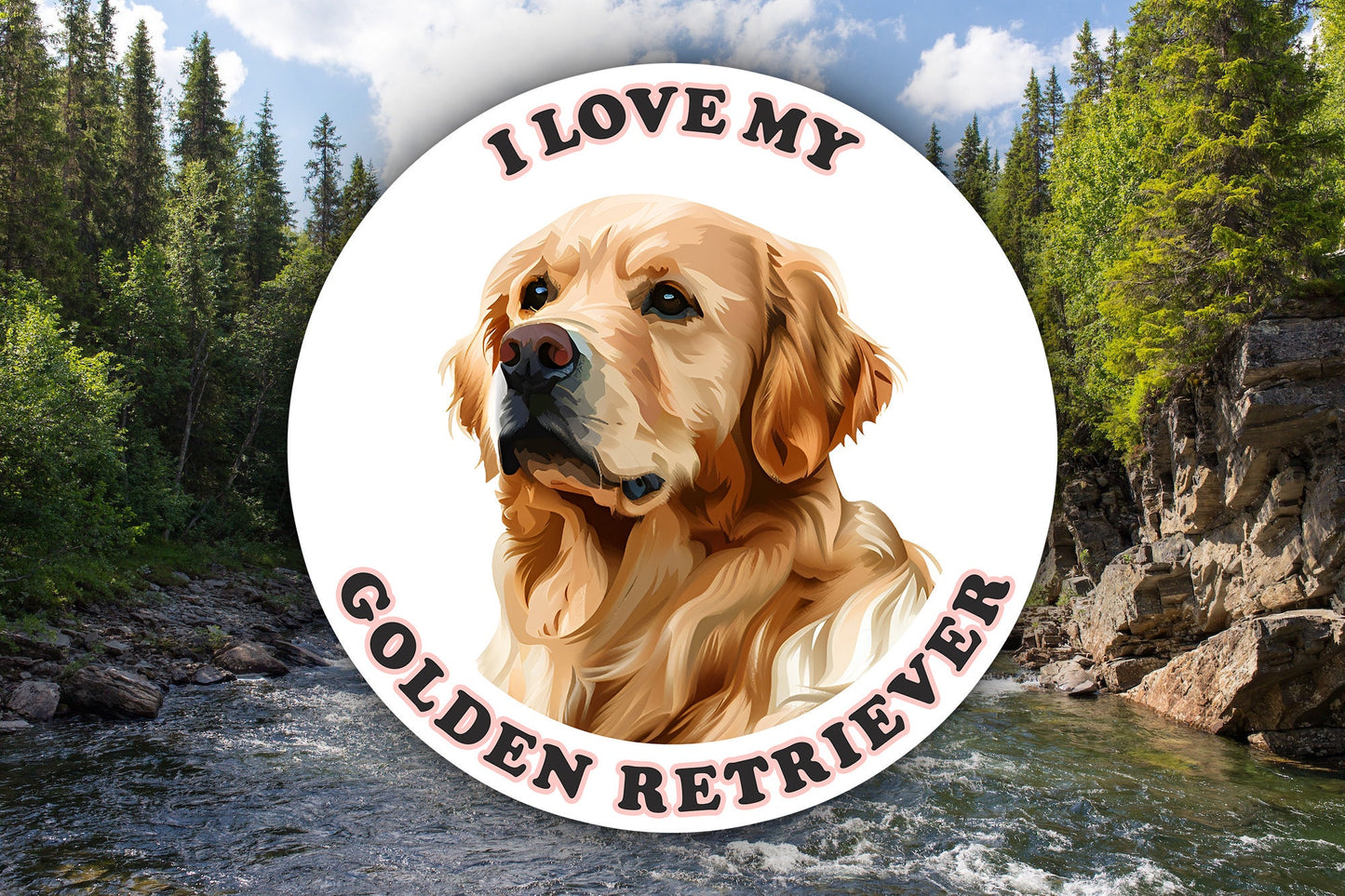 I Love My Golden Retriever Sticker Decal Waterproof Vinyl Art