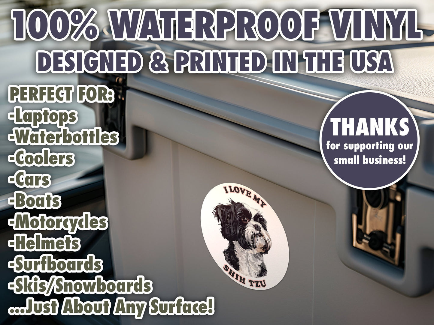 I Love My Shih Tzu Sticker Decal Waterproof Vinyl Art