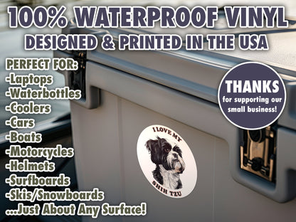 I Love My Shih Tzu Sticker Decal Waterproof Vinyl Art