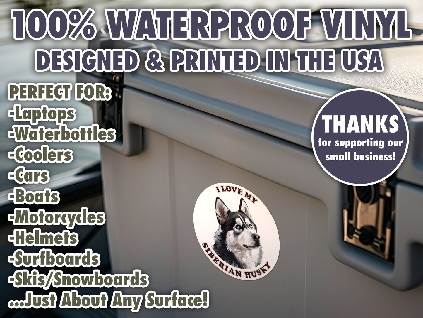 I Love My Siberian Husky Sticker Decal Waterproof Vinyl Art