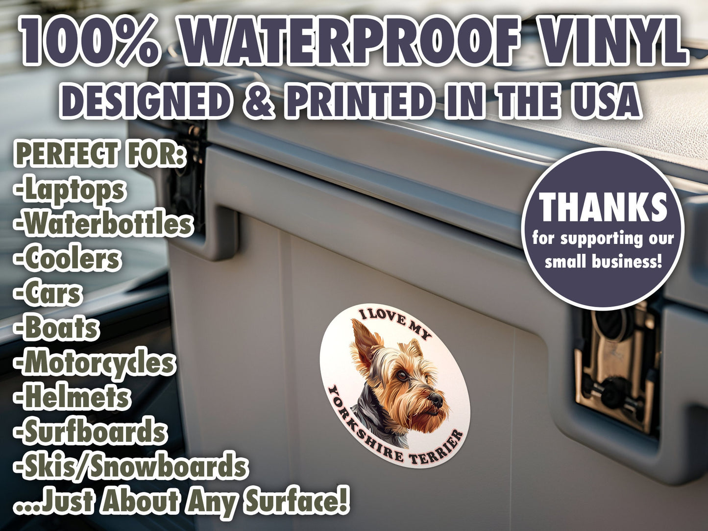 I Love My Yorkshire Terrier Sticker Decal Waterproof Vinyl Art
