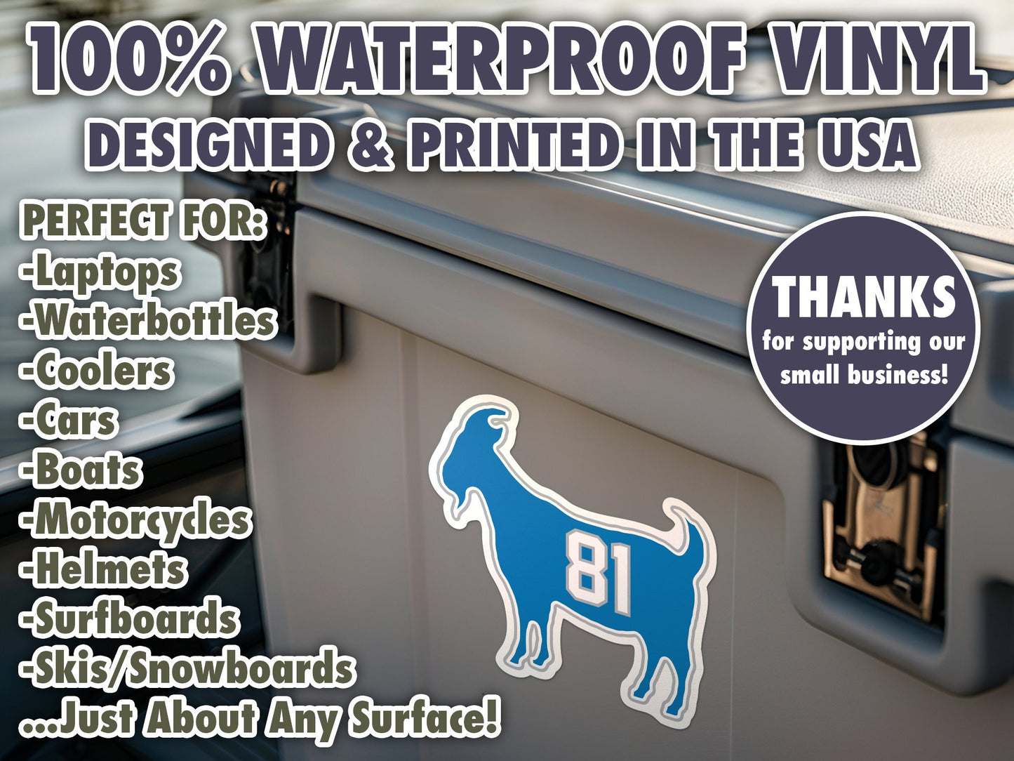 Calvin Johnson Goat 81 Waterproof Vinyl Sticker Decal Art