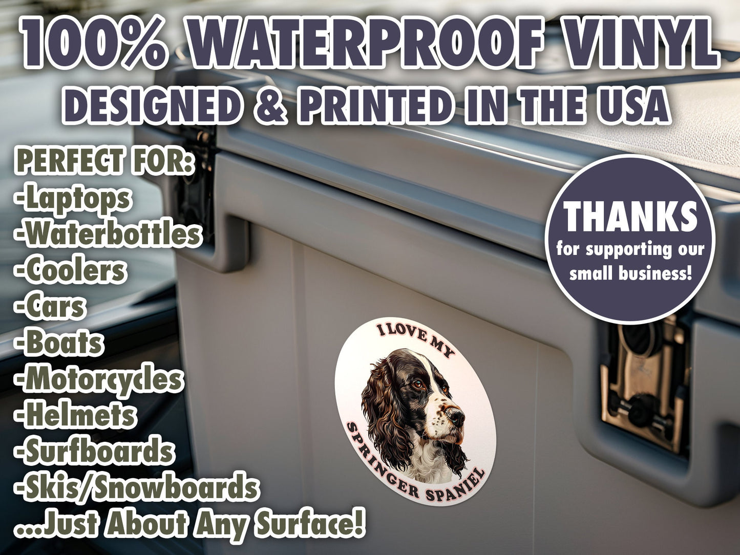 I Love My Springer Spaniel Sticker Decal Waterproof Vinyl Art