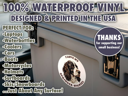 I Love My Springer Spaniel Sticker Decal Waterproof Vinyl Art