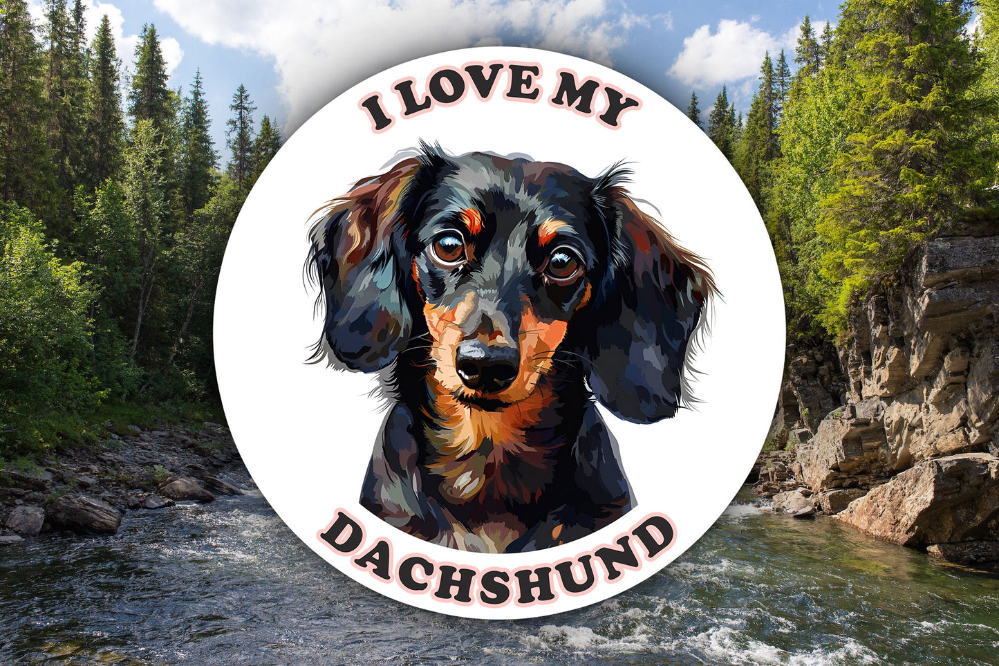 I Love My Dachshund Sticker Decal Waterproof Vinyl Art