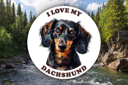 I Love My Dachshund Sticker Decal Waterproof Vinyl Art