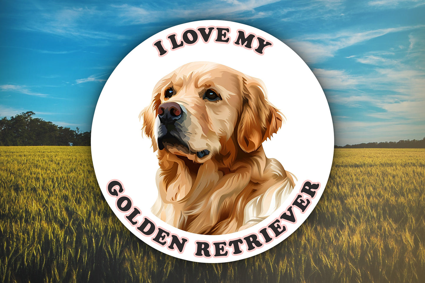 I Love My Golden Retriever Sticker Decal Waterproof Vinyl Art