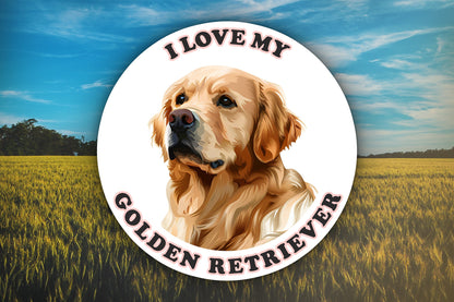 I Love My Golden Retriever Sticker Decal Waterproof Vinyl Art