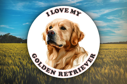 I Love My Golden Retriever Sticker Decal Waterproof Vinyl Art