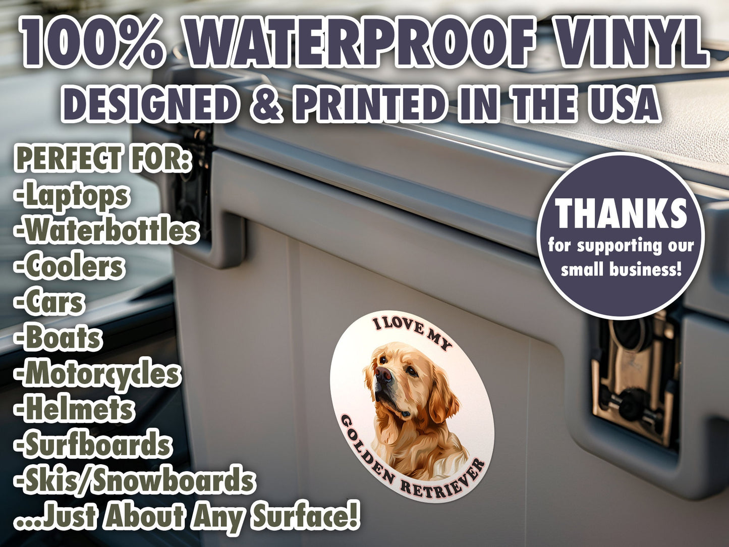 I Love My Golden Retriever Sticker Decal Waterproof Vinyl Art