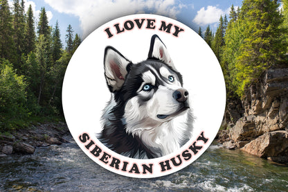 I Love My Siberian Husky Sticker Decal Waterproof Vinyl Art