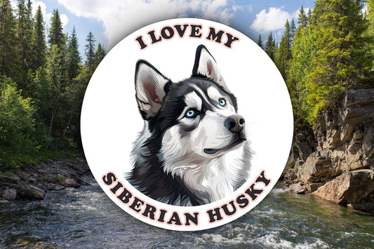 I Love My Siberian Husky Sticker Decal Waterproof Vinyl Art
