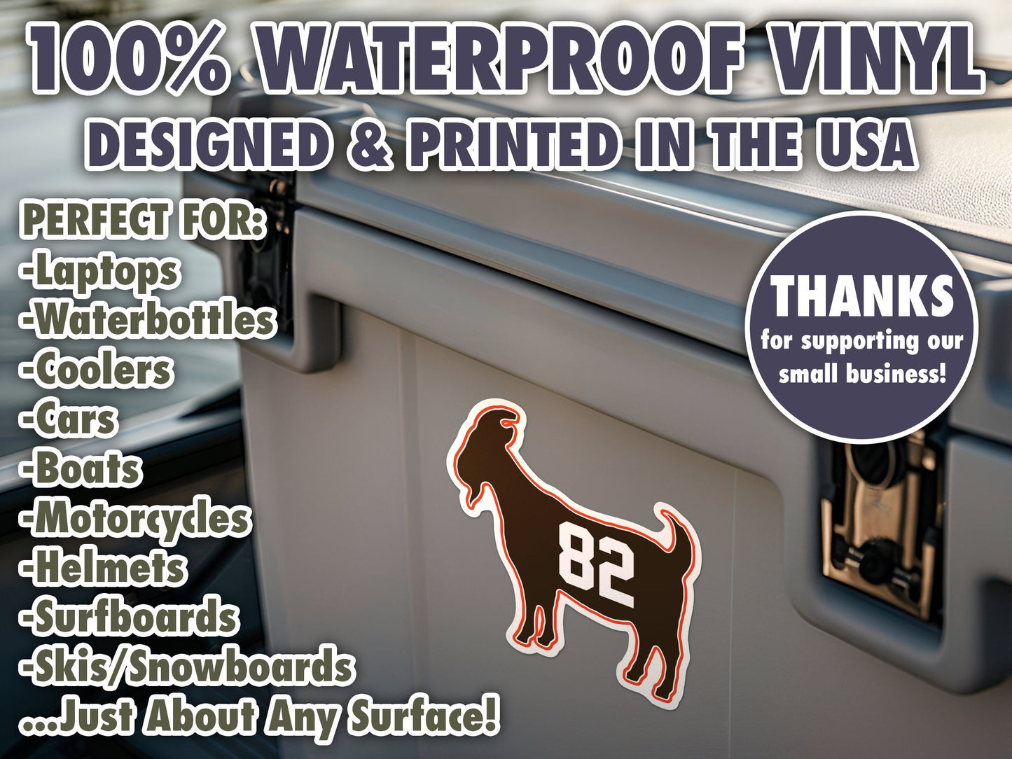 Ozzie Newsome Goat 82 Browns Waterproof Vinyl Sticker Decal Art