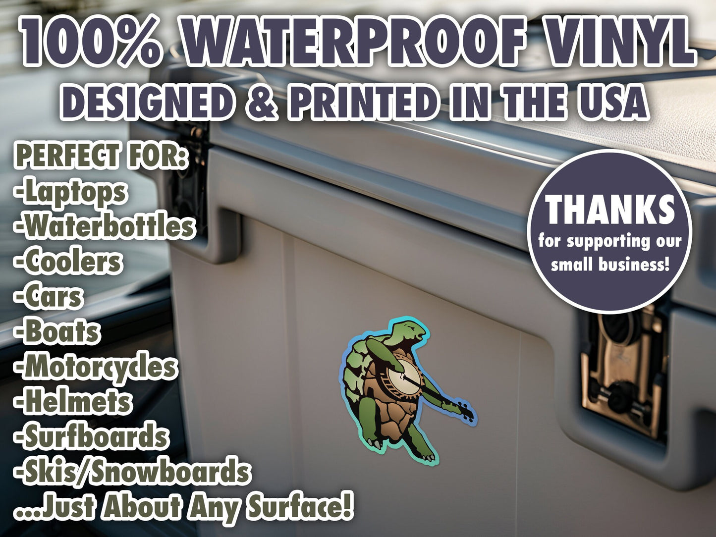 Terrapin Turtle With Banjo Waterproof Vinyl Sticker Decal Grateful Dead Lyric Art